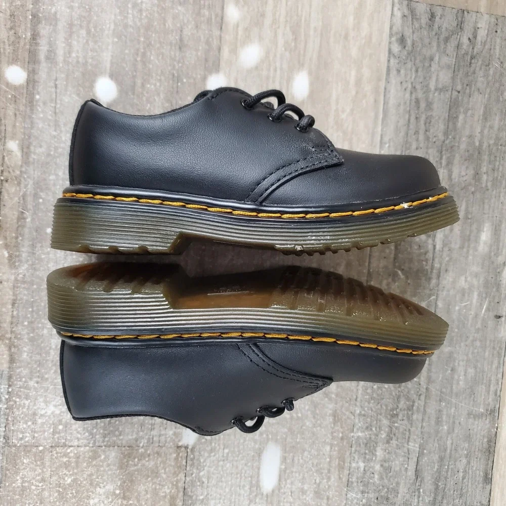 Dr. Martens Softy T 1461 Kids Shoes Sz 8 Black Leather Lace Up Round Toe Casual